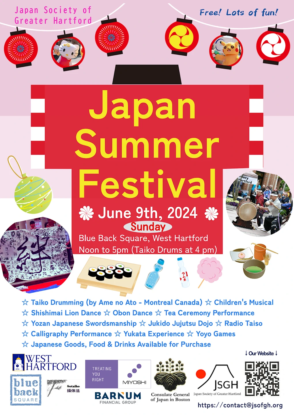 2024 West Hartford Japan Summer Festival at Blue Back Square (Japanese Food, Obon Dance, Tea Ceremony, Taiko, Martial Arts..) | Japanese-City.com