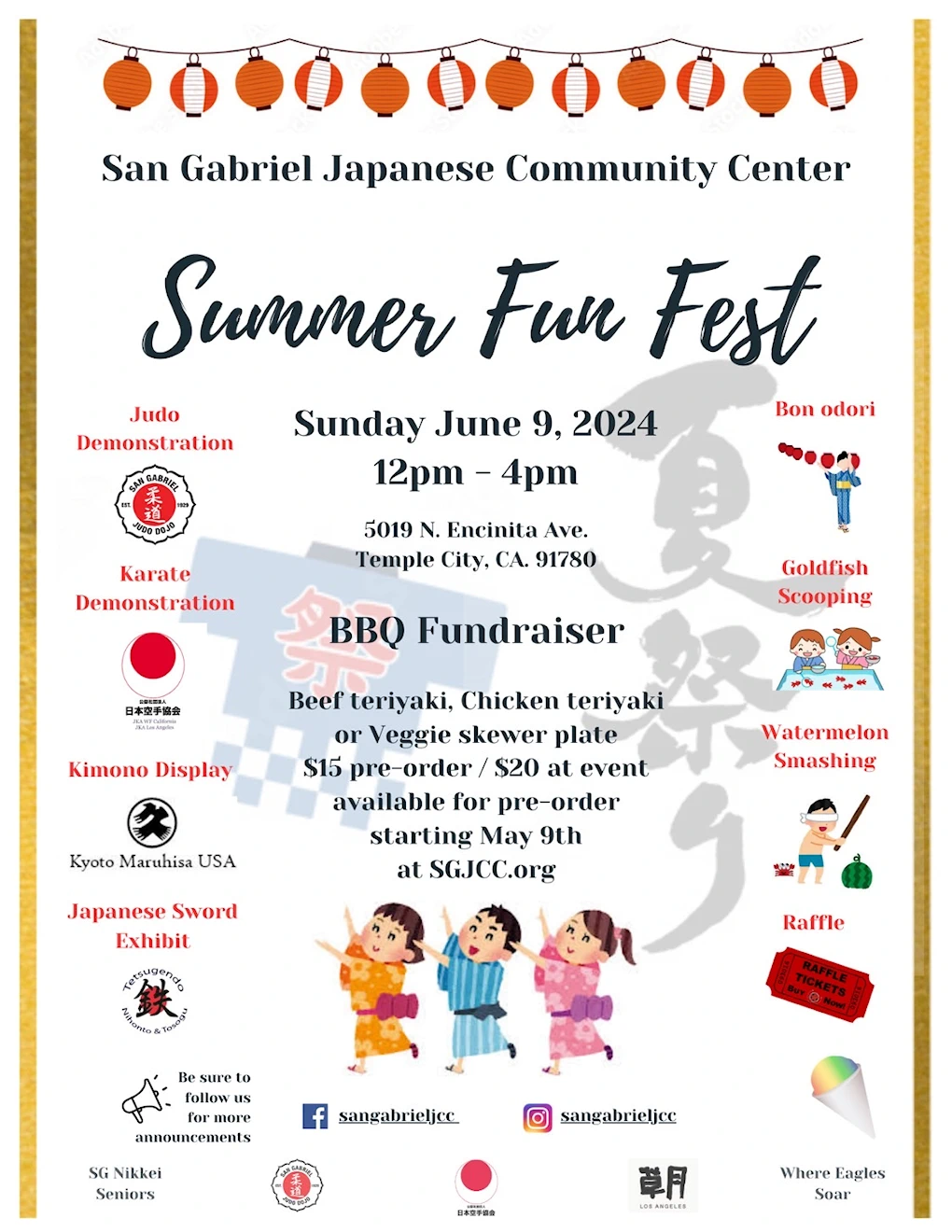 2024 Annual San Gabriel Summer Fun Fest (Bon Odori Dance, Japanese Food, Martial Arts..) San Gabriel Japanese Community Center | Japanese-City.com