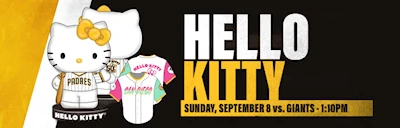 2024 Hello Kitty Day - San Diego Padres vs Giants (Hello Kitty Bobblehead) Petco Park