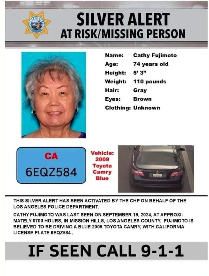 Community Alert! Issued For Missing 74-Year-Old Woman Last Seen in Gardena: White 2010 Toyota Corolla-License Plate: 6KJB835 | Japanese-City.com